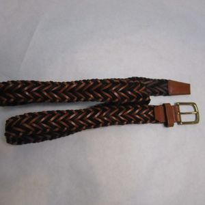 Cole Haan Mens two tone black brown leather braided belt-sz Large 48 inches
